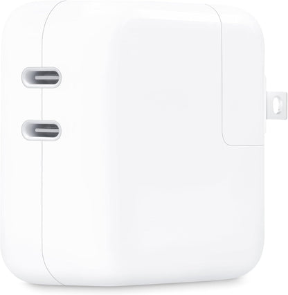 Apple 35W Dual USB-C Port Compact Power Adapter: Fast and Convenient Charging, Type C Wall Charger - Rayz Mart