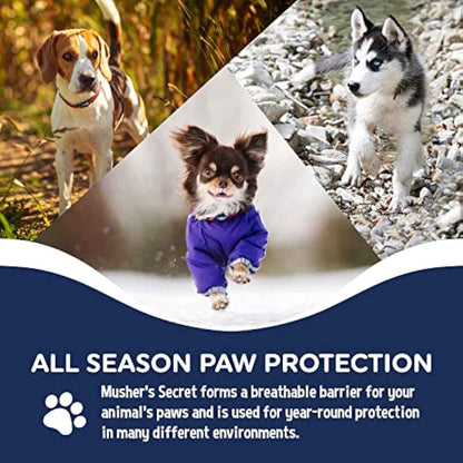 Musher's Secret Dog Paw Wax 60g – Moisturizing Dog Paw Balm – Helps Protect & Heals Cracked Paws – Creates an Invisible Paw Protectors Barrier – All-Natural Nose & Paw Balm with Vitamin E