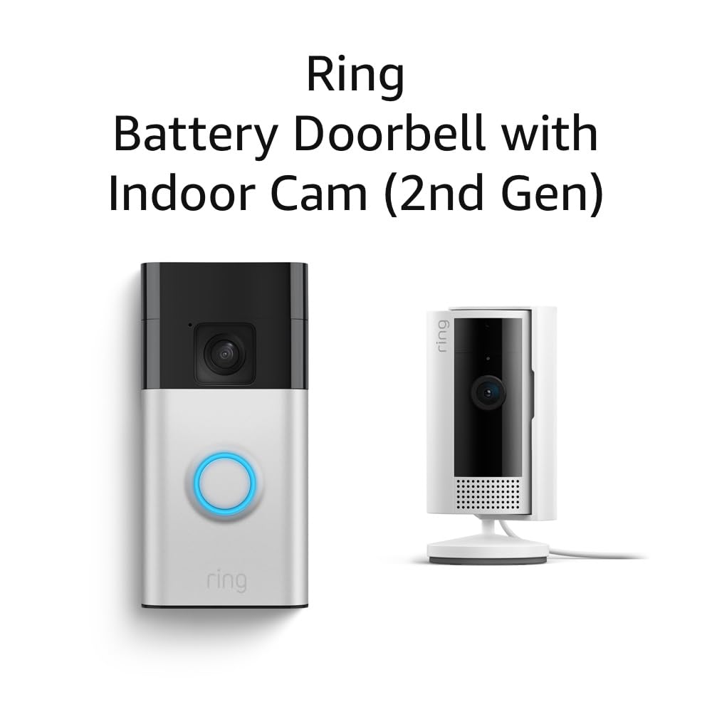 Ring Battery Doorbell with Ring Indoor Cam 2nd Gen (White)