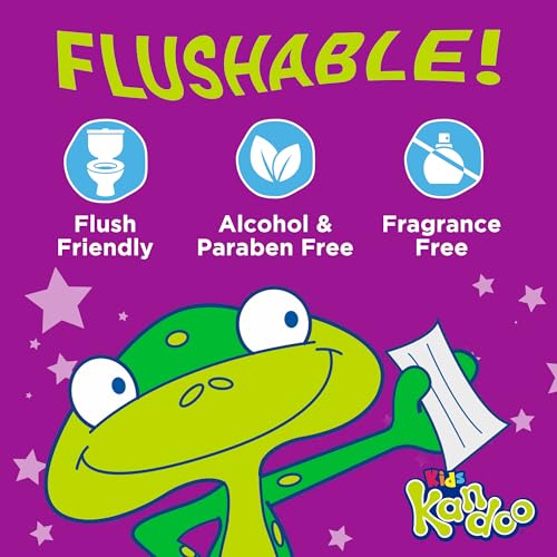 Kandoo Flushable Wipes, 42-count, Hypoallergenic, Unscented, Sensitive Skin Formula, Potty Training Wet Cleansing Cloths, Pack of 12