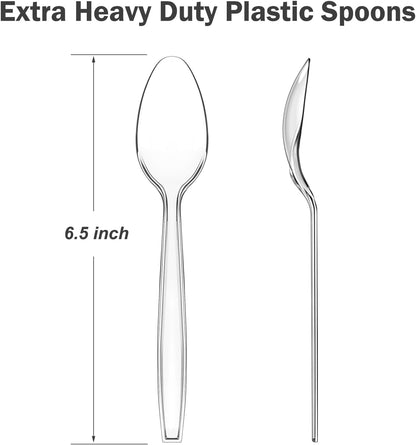 360 Count Clear Plastic Spoons Disposable, BPA-Free, Heat Resistant, Heavy Duty, Premium Spoons for Party Supply