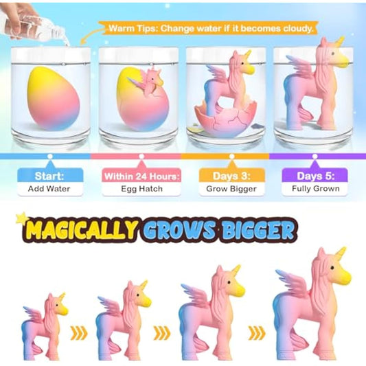 Coodoo Unicorn Hatching Rainbow Eggs for Kids - 6 Pack Unicorn Toys Craft Kits for Boys & Girls, Birthday Easter Basket Stuffers Crafts Gift for Kids 3+ Year Old - Girl Gifts for Ages 3 4 5 6 7 8