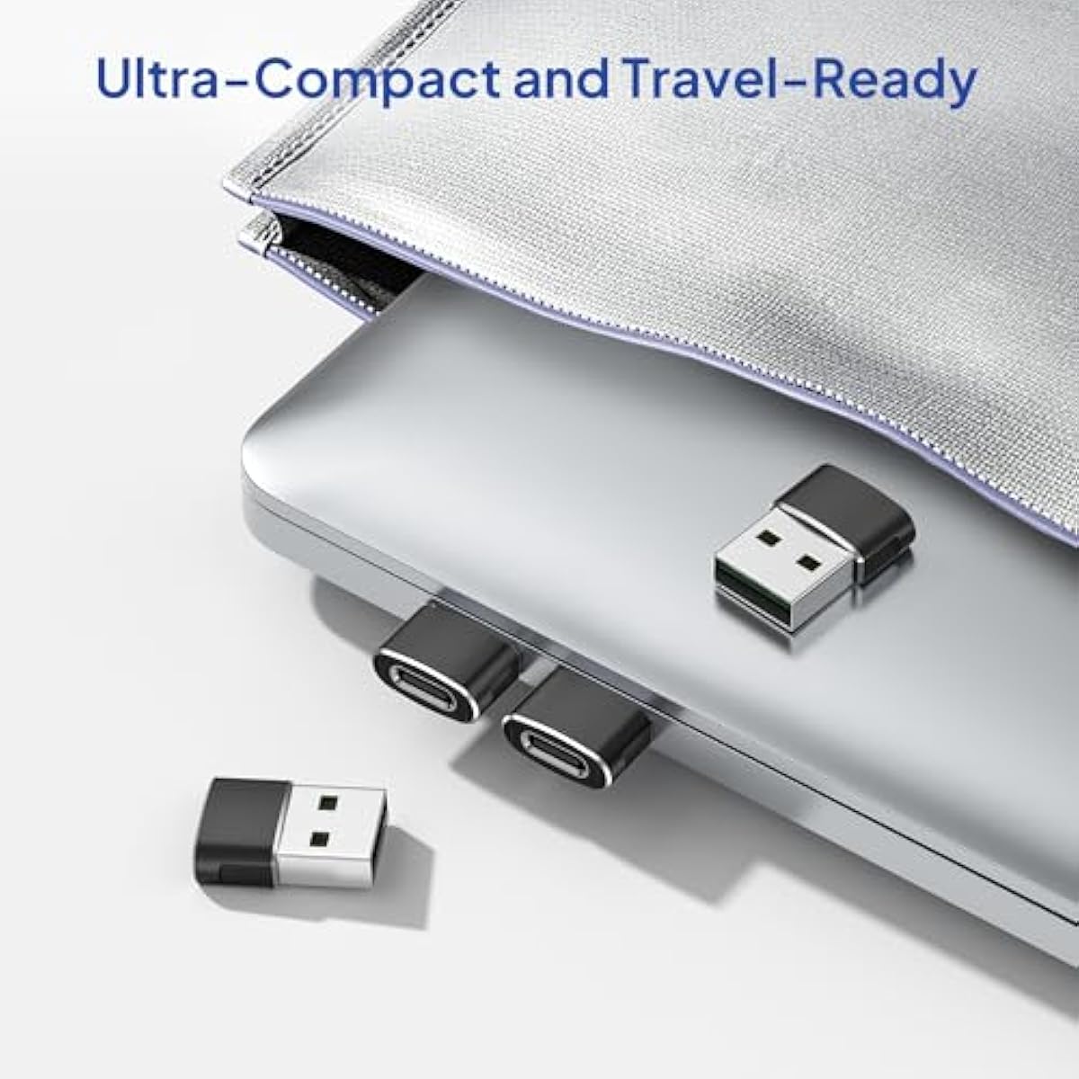 USB to USB-C Adapter for iPhone and Samsung, 4-Pack, Aluminum Alloy, Compact Design