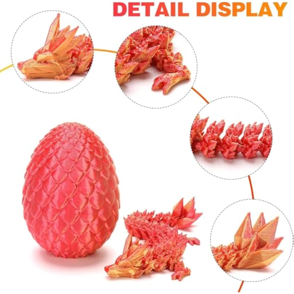 4 Pcs Mini 3D Printed Dragon Eggs with Crystal Dragon Inside, Easter Egg fillers Easter Gifts for for Chrismas, Thanks Giving Valentine's Day, Easter, Bithday(Without Keychain)