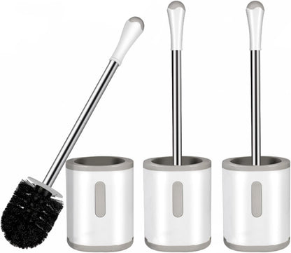 Compact Toilet Brush & Holder, Stainless Steel Handle, Space Saving for Storage