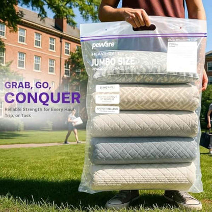 20 Gallon Heavy Duty Jumbo Storage Bags, 24" x 34" Resealable Zipper Top, Pack of 5, BPA-Free, 6 Mil Thick