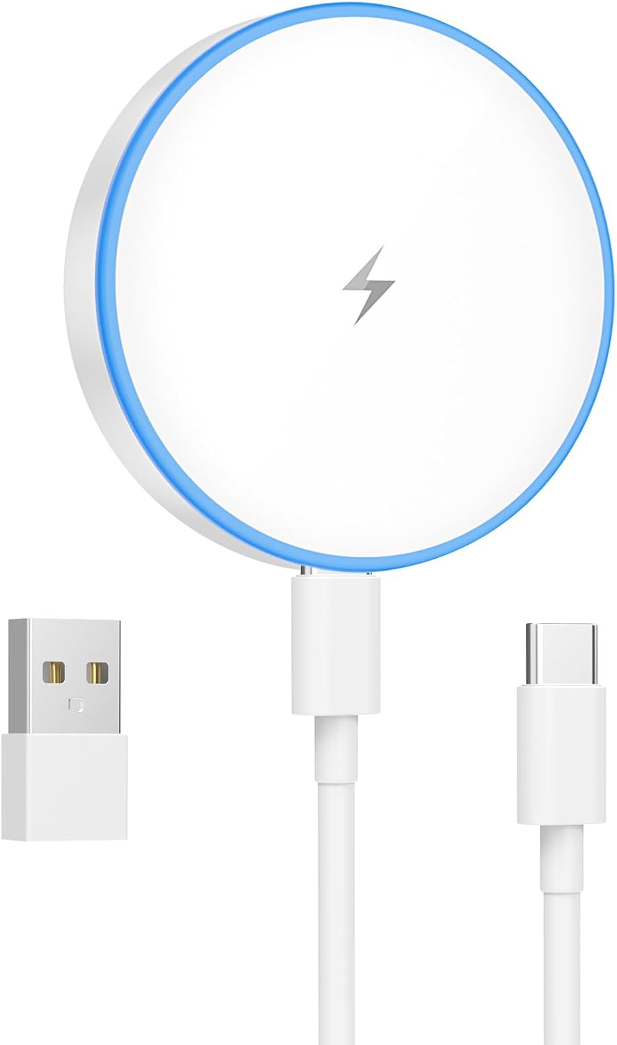 MagSafe Charger 2 Pack 15W Magnetic Wireless Charger Fast Charging Pad Compatible with iPhone 17/16/15/14/13/12 Series & AirPods 3/2/Pro Magnetic MagSafe Charging Pad with Dual Ports - Rayz Mart
