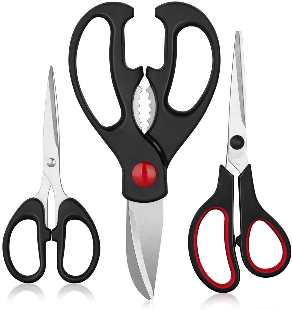 Kitchen Shears Set - QtoiKce Kitchen Scissors 3 Pack All Purpose Poultry Shears,Stainless Steel Sharp Utility Cooking Scissors for Home