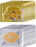10 pairs collagen crystal eye mask, 10 pcs collagen crystal lip mask, anti-aging, gold, set