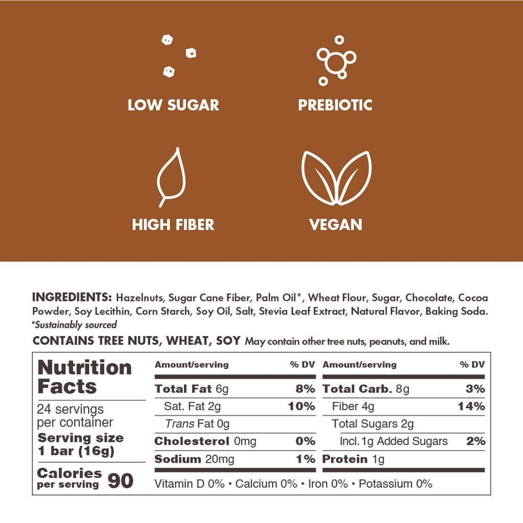 Low-calorie keto vegan hazelnut cream wafer sticks 90 calories non-gmo prebiotic fiber 12 pack