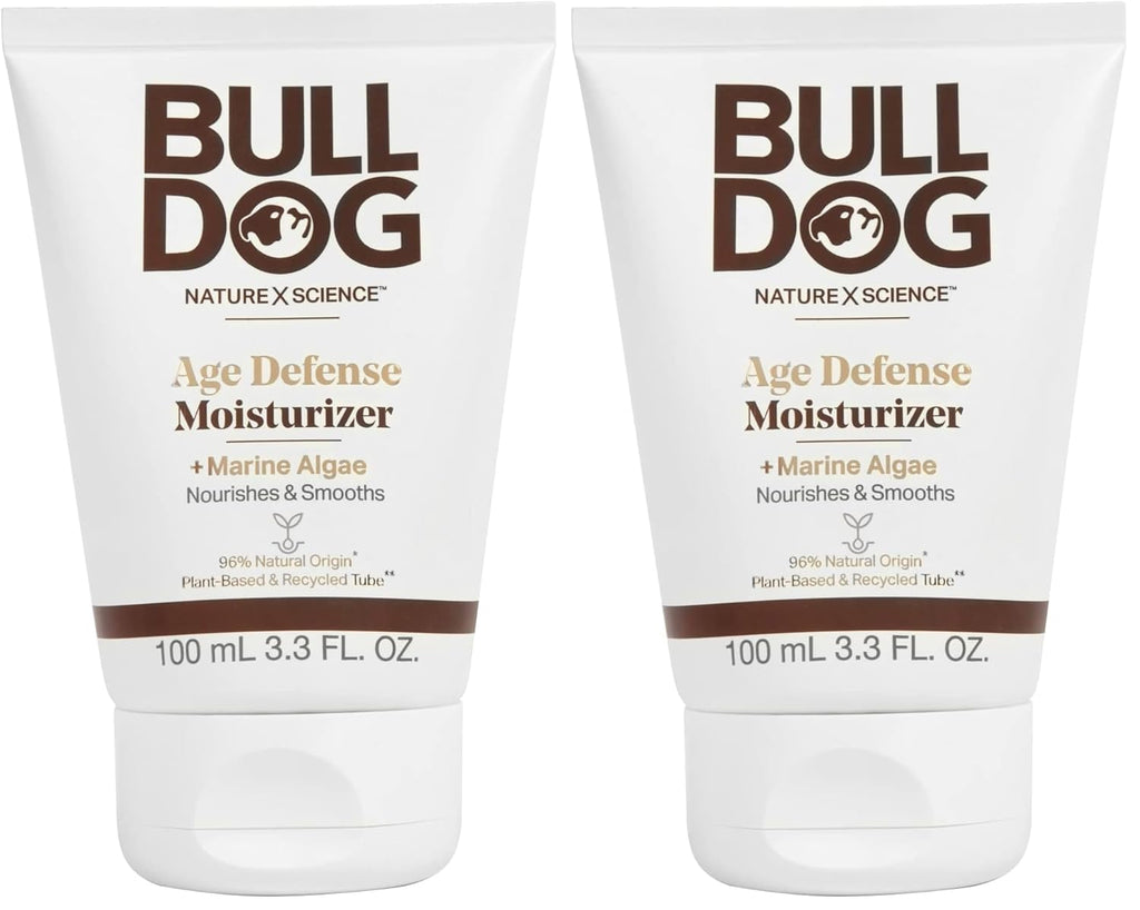 Bulldog Mens Skincare and Grooming Face Moisturizer Age Defense, 3.3 Fluid Ounce for Men's Regular Sensitive Skin