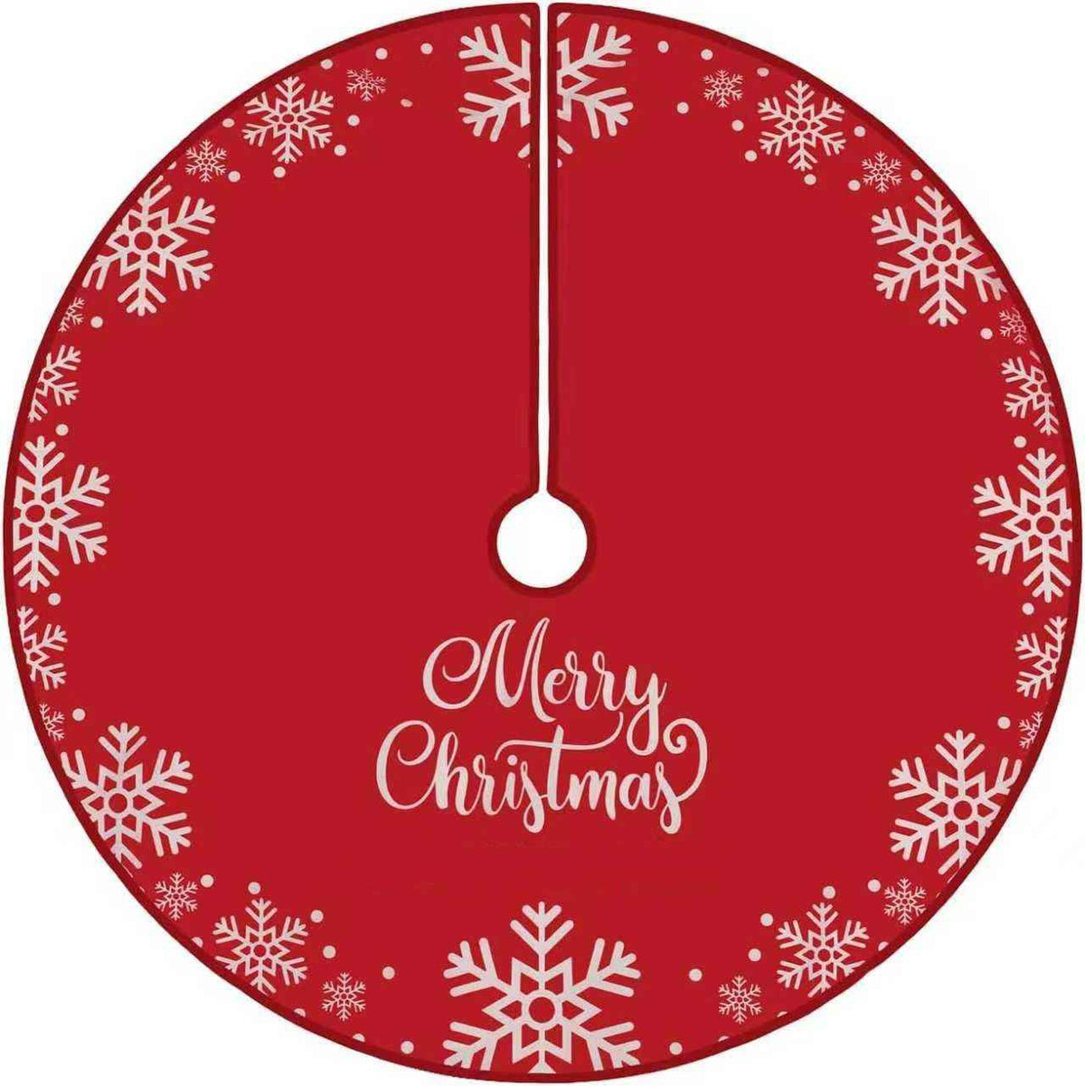 Flash World 48 Inch Large Christmas Tree Skirt Xmas Soft Cover Mat Decor Snowflake Collar Farmhouse Tree Skirt for Holiday Ornaments Party Home Indoor Decorations (Red, 48INCH)