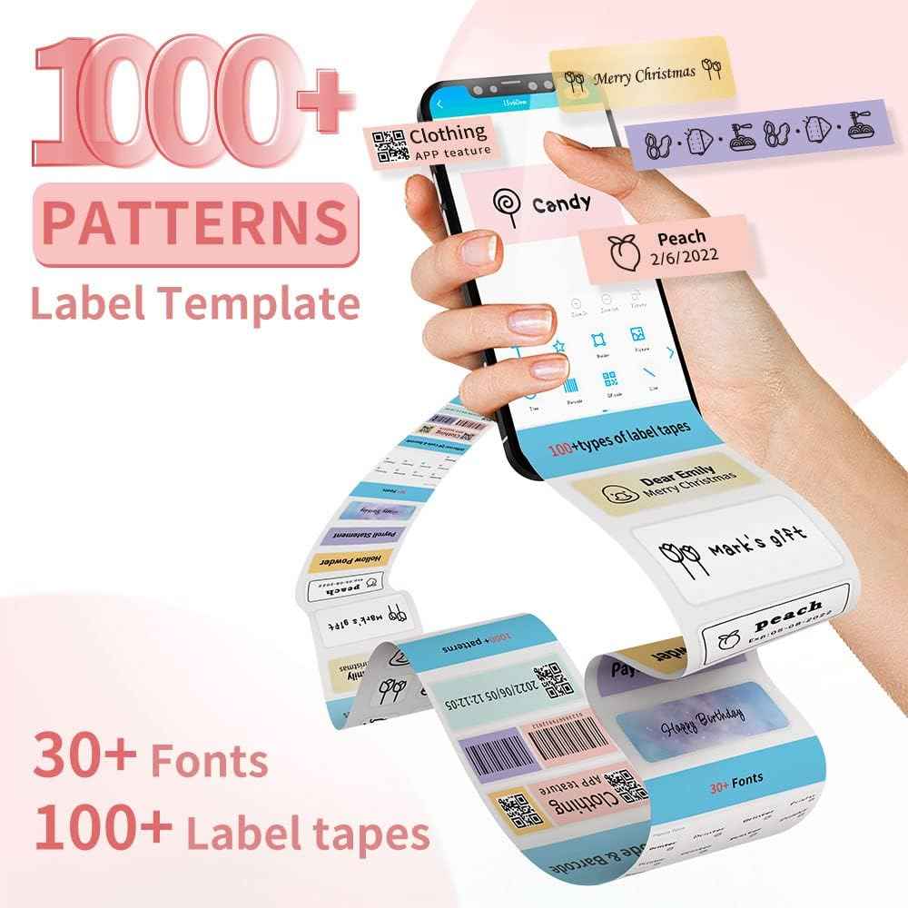 Phomemo Label Maker Machine, D30 Portable Handheld Bluetooth Mini Label Printer, Multiple Templates Smartphone Thermal Small Label Makers for Kid School Items, Classroom Teacher Supplies, Easy to Use