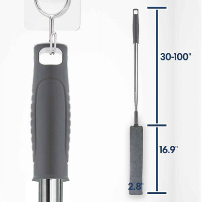 Retractable Gap Dust Cleaner with Extension Pole and 3 Microfiber Dusting Cloths for Cleaning Under Refrigerator, Furniture, and Appliances