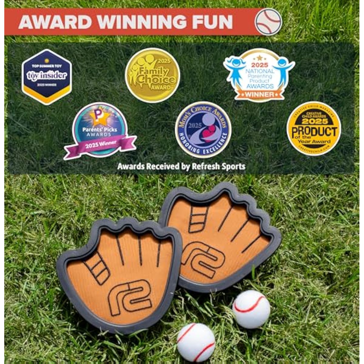 Toss and Catch Ball Game Set with Sticky Balls and Beginner Baseball Glove for Toddlers to Adults