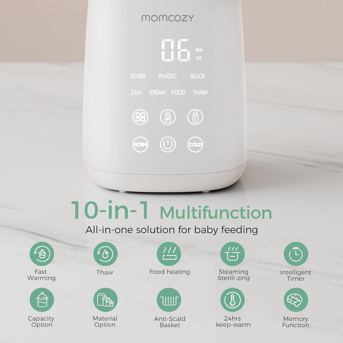 Momcozy Bottle Warmer, Fast Bottle Warmers for All Bottles with Timer, Accurate Temperature Control and Automatic Shut-Off, Multifunctional Bottle Warmer for Breastmilk