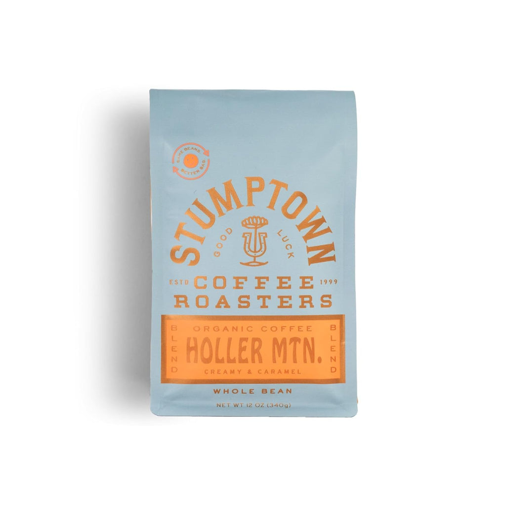 stumptown holler mountain organic whole bean coffee, 12 oz, 100% arabica, citrus zest, caramel, hazelnut notes