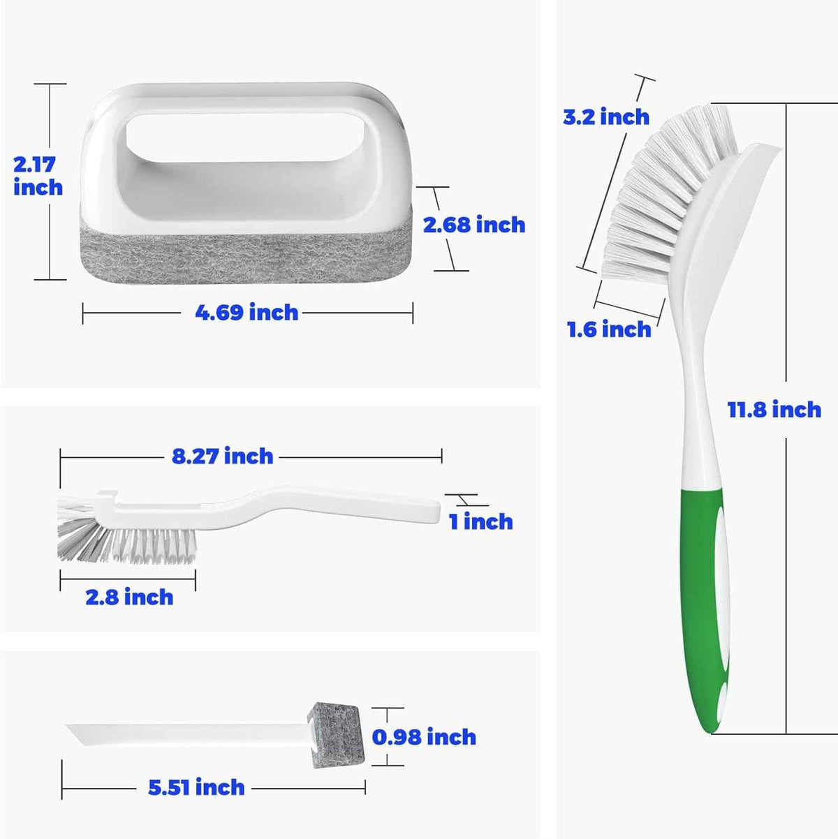 Holikme 6Pack Kitchen Cleaning Brush, Green