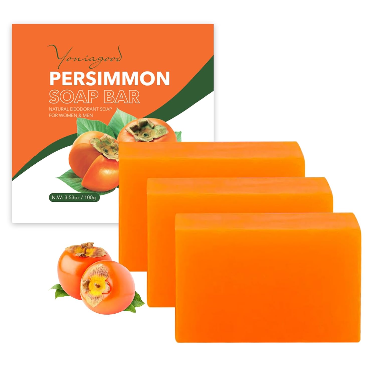 Natural persimmon soap bar for body odor control and deodorant use