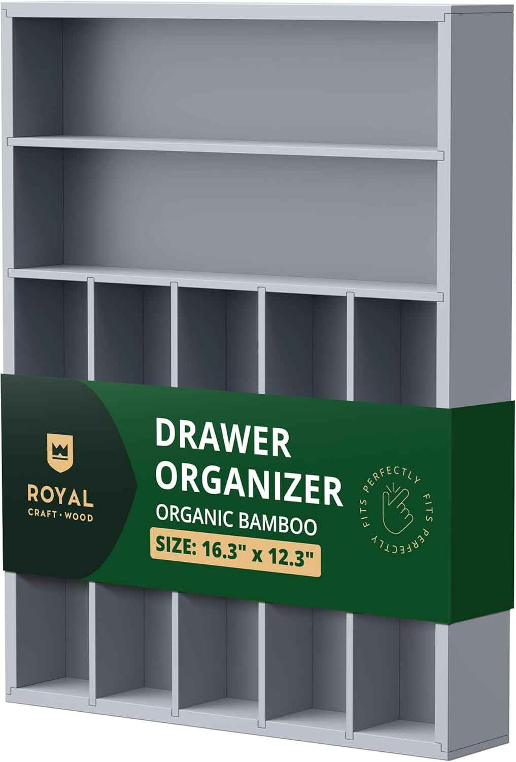 ROYAL CRAFT WOOD Luxury Bamboo Kitchen Drawer Organizer - Silverware Organizer, Utensil Holder & Cutlery Tray Drawer Dividers for Flatware (9 Slot, Natural)
