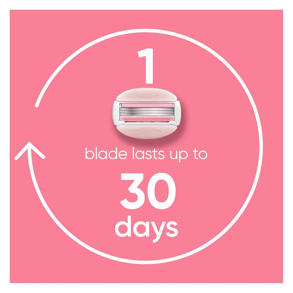 Gillette Venus ComfortGlide White Tea Women's Razor, Handle + 4 Blade Refills