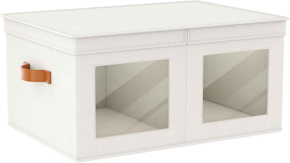 Univivi Fabric Foldable Storage Boxes [4-Pack] Large Collapsible Stackable Storage Bins with Lids, Closet Organizers and Storage Cube Basket for Home, Office, Bedroom (Gray, 17“ x 12” x 12")