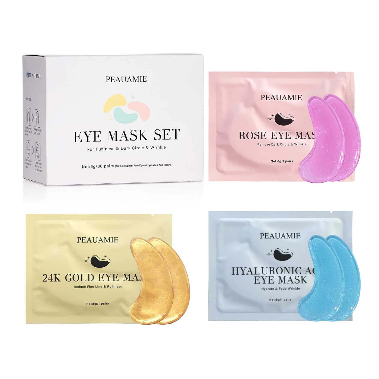 Under Eye Patches with 24K Gold and Hyaluronic Acid for puffy eyes and dark circles skin care