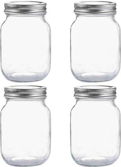 yingerhuan glass regular mouth mason jars with silver metal lids for sealing and food storage 4 pack
