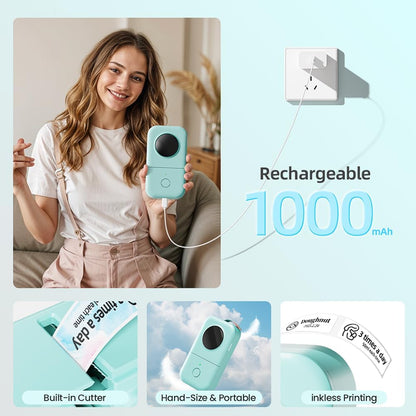 Phomemo Label Maker, D30 Portable Bluetooth Mini Label Printer Machine, Smartphone Handheld Thermal Sticker Small Labeler Multiple Templates Fonts Icon Inkless Custom Label for Home Kids, School Item