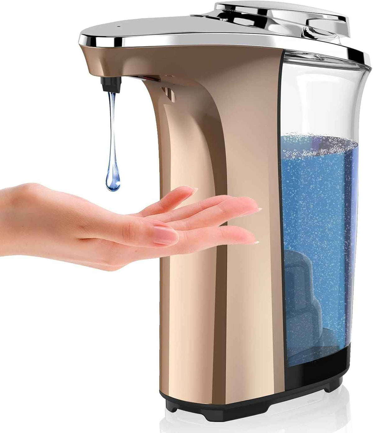 Automatic Soap Dispenser, Touchless Dish Soap Dispenser 17oz/500ml with Infrared Sensor, 5 Adjustable Soap Levels, Liquid Dispenser for Bathroom Kitchen (Silver)