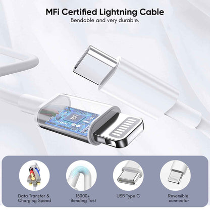 10FT iPhone Fast Charger,[Apple MFi Certified] 2Pack PD Dual Apple Fast Charger USBC Charge Block 10Foot Lightning Cable Cord Quick Charging for iPhone 14/Pro/Pro Max/Plus/13/12/11/XS/XR/X/SE2022/iPad