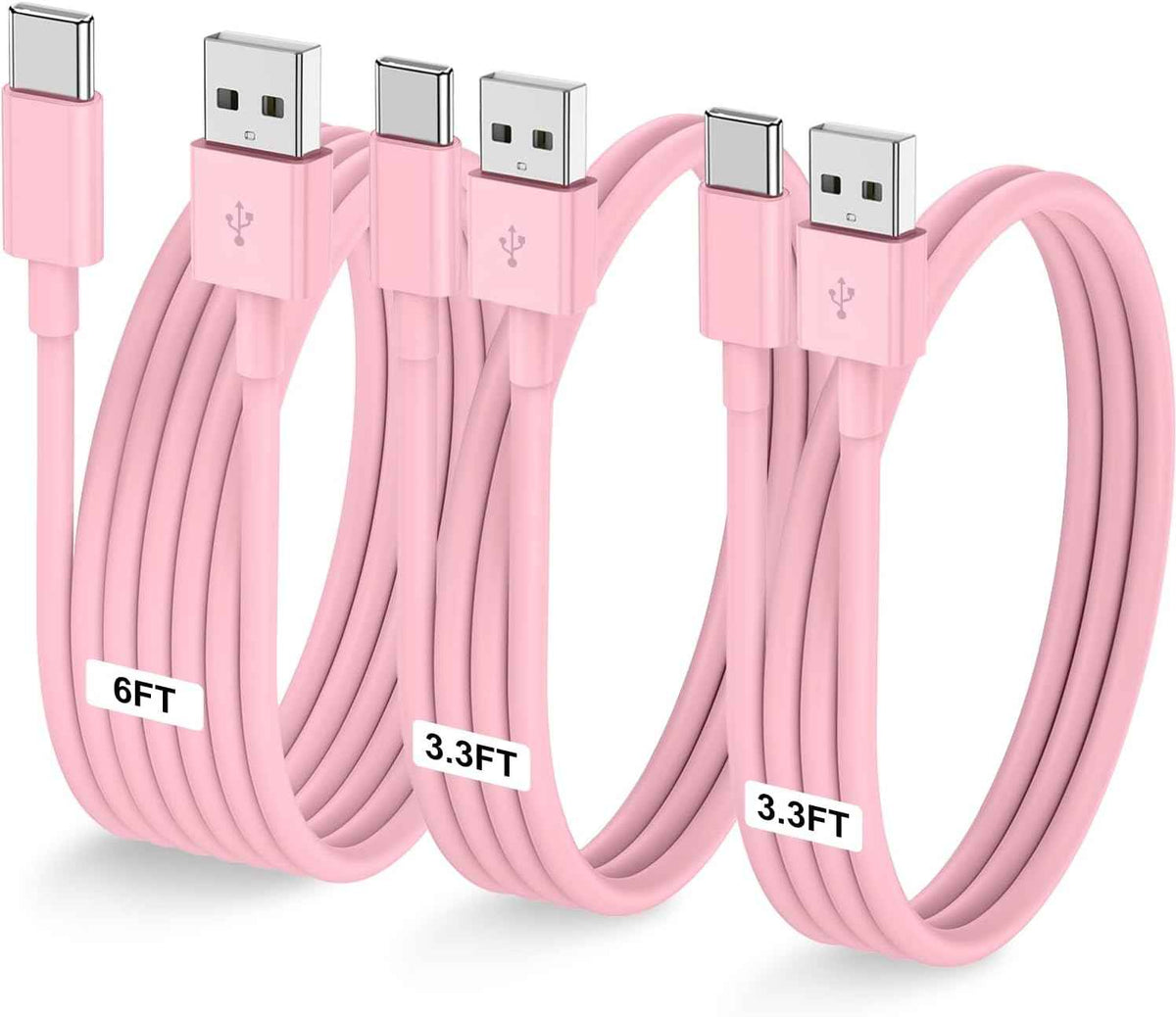 Car Carplay Cable for iPhone 17 16 15 Pro Plus Pro Max Air，3-Pack [3.3FT+3.3FT+6FT] USB A to USB C Cable for iPhone 17 16 15，for iPad Pro/Air/Mini，for Galaxy S25 S24，for MacBook Pro/Air and More