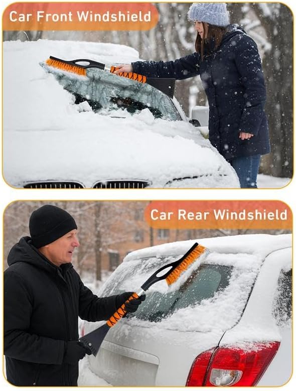 EcoNour 27" Aluminum Ice Scrapers for Car Windshield with Ergonomic Foam Grip Orange