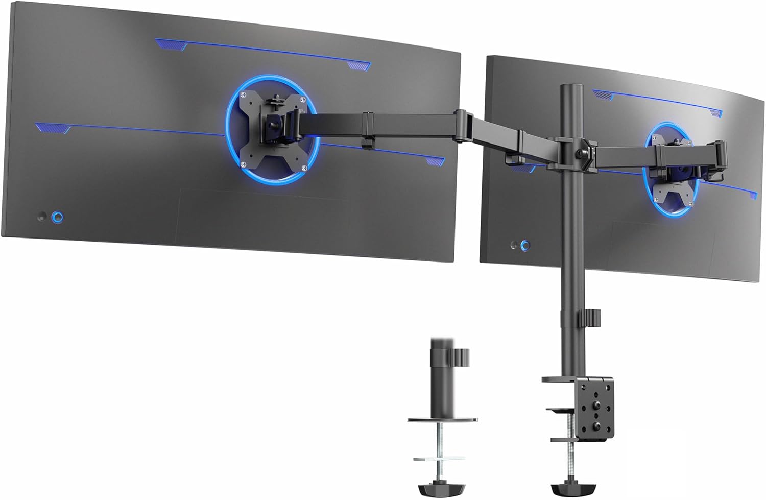 vivo dual monitor desk mount heavy duty fully adjustable steel stand black