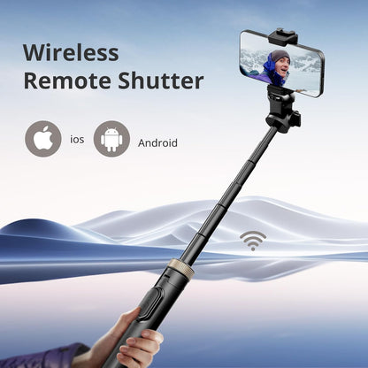 Sensyne 72" Extendable Tripod for iPhone & Selfie Stick with Detachable Phone Holder & Wireless Remote, Compatible with All Cell Phones, Black