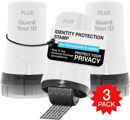 Guard Your ID Advanced 2.0 Roller 3-Pack for Identity Theft Protection, Confidential Security Stamp Mixed Color Kit (Turquoise, Green, White)