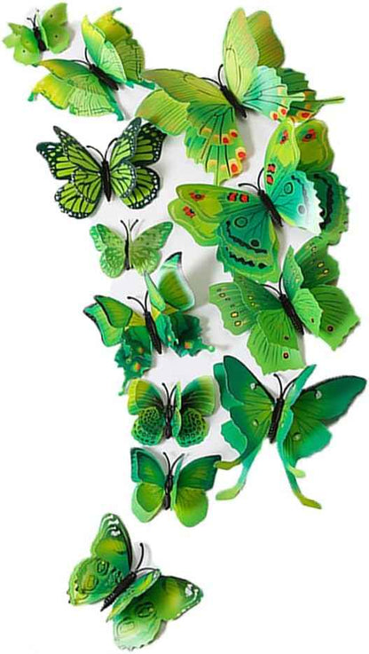 Mixed of 12PCS 3D Pink Butterfly Wall Stickers Decor Art Decorations