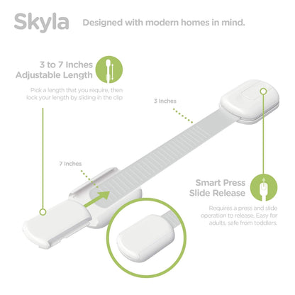 SKYLA HOMES Baby Locks (8-Pack) Child Safety Cabinet Proofing - Safe Quick and Easy 3M Adhesive Cabinet Drawer Door Latches No Screws & Magnets Multi-PLrpose for Furniture Kitchen Ovens Toilet Seats