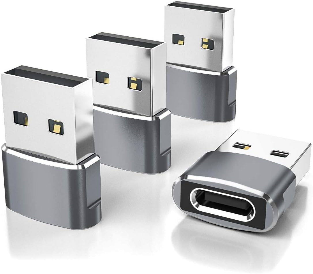 USB to USB-C Adapter for iPhone and Samsung, 4-Pack, Aluminum Alloy, Compact Design