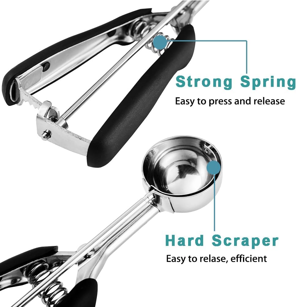 Cookie Scoop 2 Tablespoon, Size #40 Cookie Dough Scoop, 2 Tbsp/ 30 ml/ 1 oz Cookie Scoops for Baking, Spring-Loaded, 18/8 Stainless Steel, Comfortable Grip
