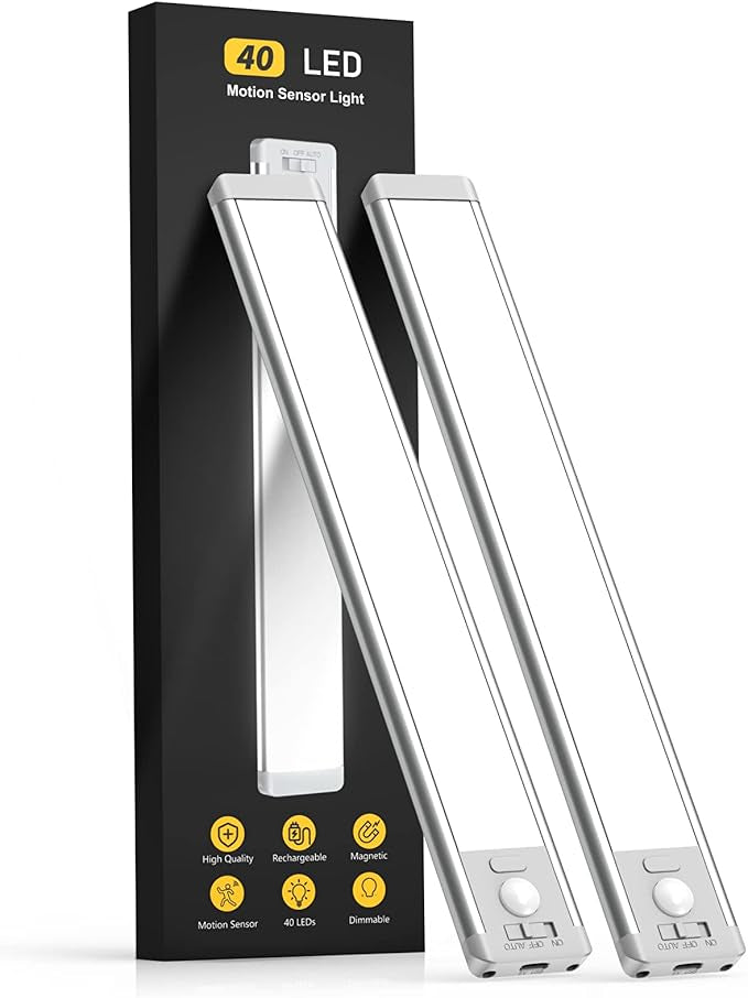 Under Cabinet Lighting,40 LED Rechargeable Battery Operated Motion Sensor Light Indoor - Cart Shape