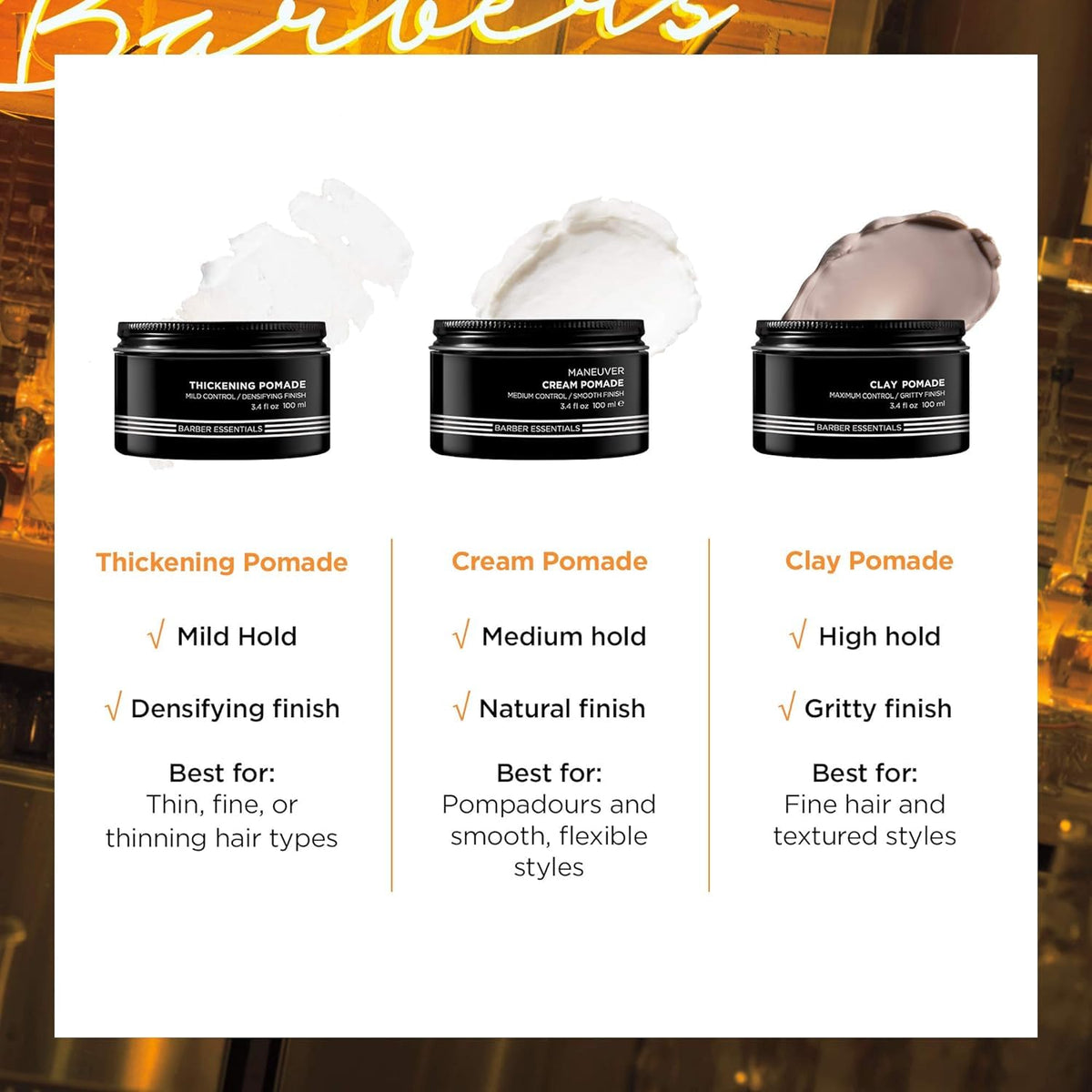 Redken Brews Cream Pomade For Men - Provides Medium Hold With Natural and Smooth Finish With Low Shine, For All Hair Types