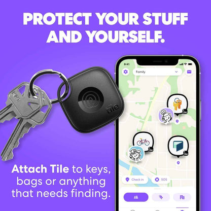 Tile by Life360 Mate - Bluetooth Tracker, Keys Finder and Item Locator for Keys, Bags and More. Phone Finder. Both iOS and Android Compatible. 1-Pack (Black)