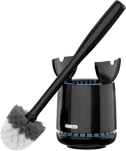 MR.SIGA Toilet Bowl Brush and Holder, Premium Quality, with Solid Handle and Durable Bristles for Bathroom Cleaning, White, 1 Pack