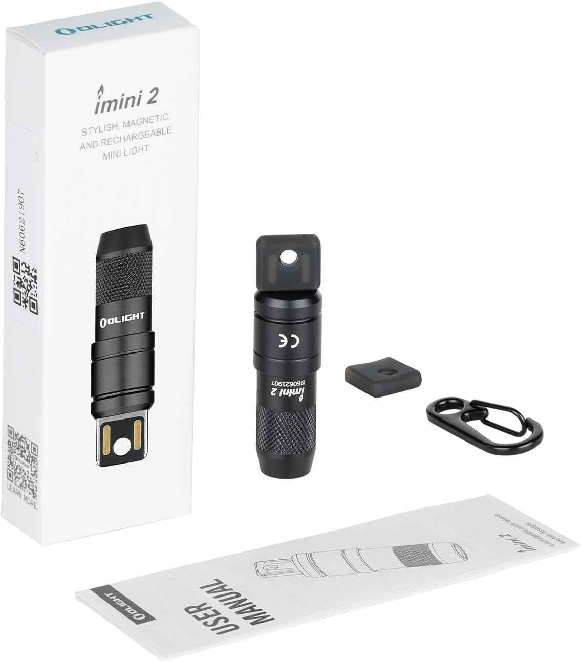 OLIGHT IMINI 2 EDC Rechargeable Keychain Flashlight, 50 Lumens Compact and Portable Mini LED Keyring Lights with Built-in Battery Ideal for Everyday Carry and Emergencies (Black)