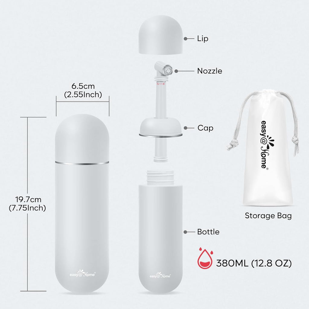 Easy@Home Portable Bidet Kit for Travel: EPB-01 Grey, 380mL Handheld Sprayer for Women & Men