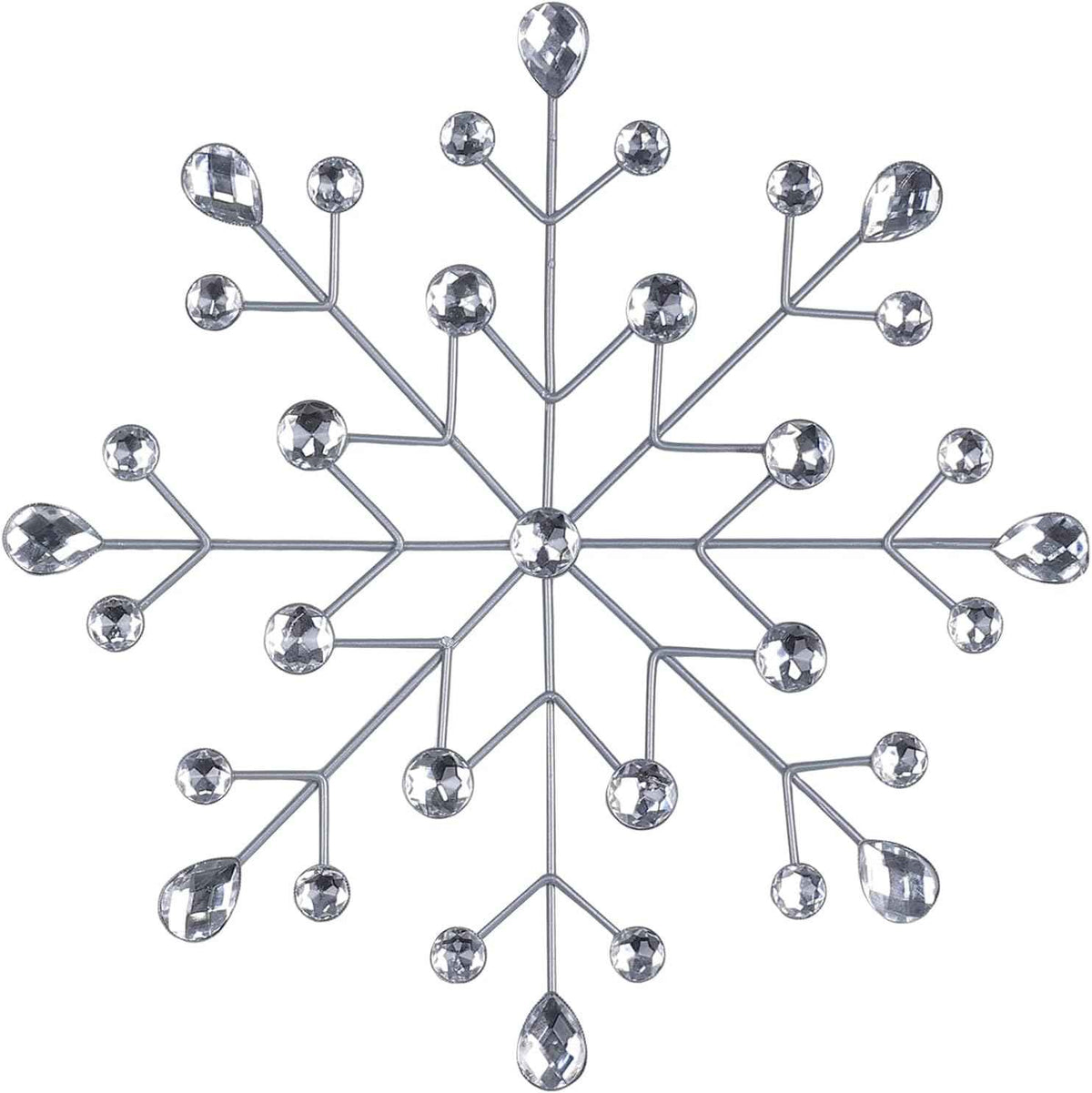 hogardeck Metal Flower Wall Decor, 11inch Silver Metal Jeweled Wall Art Bling Crystal Home Décor, Sun Burst Rhinestone Wall Hanging Diamond Accents for for Indoor, Outdoor, Living Room, Bedroom