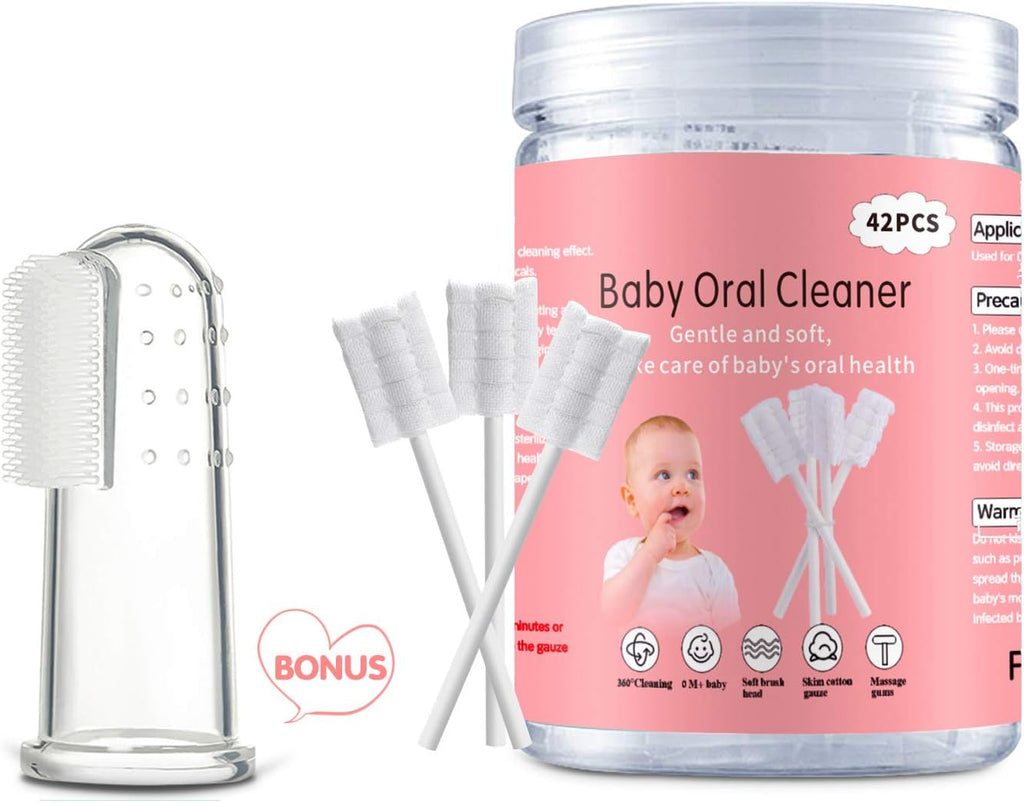 Easicuti baby tongue cleaner 42pcs disposable toothbrush for 0-36 months with free finger toothbrush
