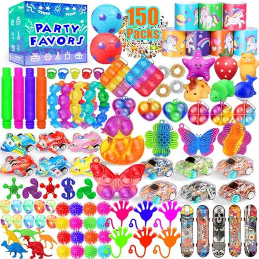 Party Favors for Kids 8-12 4-8, 150-Pack Fidget Toys Bulk, Treasure Box Toys for Classroom, Stocking Stuffers Goodie Bags, Classroom Prizes, Birthday Holiday for Boys Girls