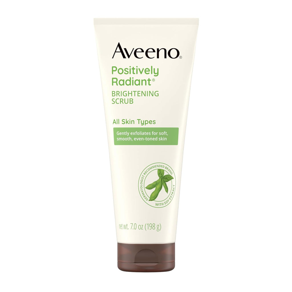 Aveeno positively radiant face scrub & exfoliating daily face wash with moisture-rich soy extract, 7 oz